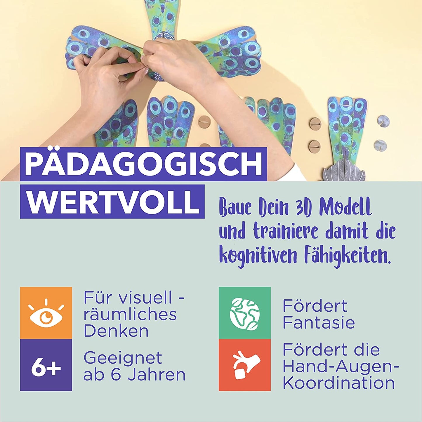 Bewegliches Eco 3D Puzzle – Pfau