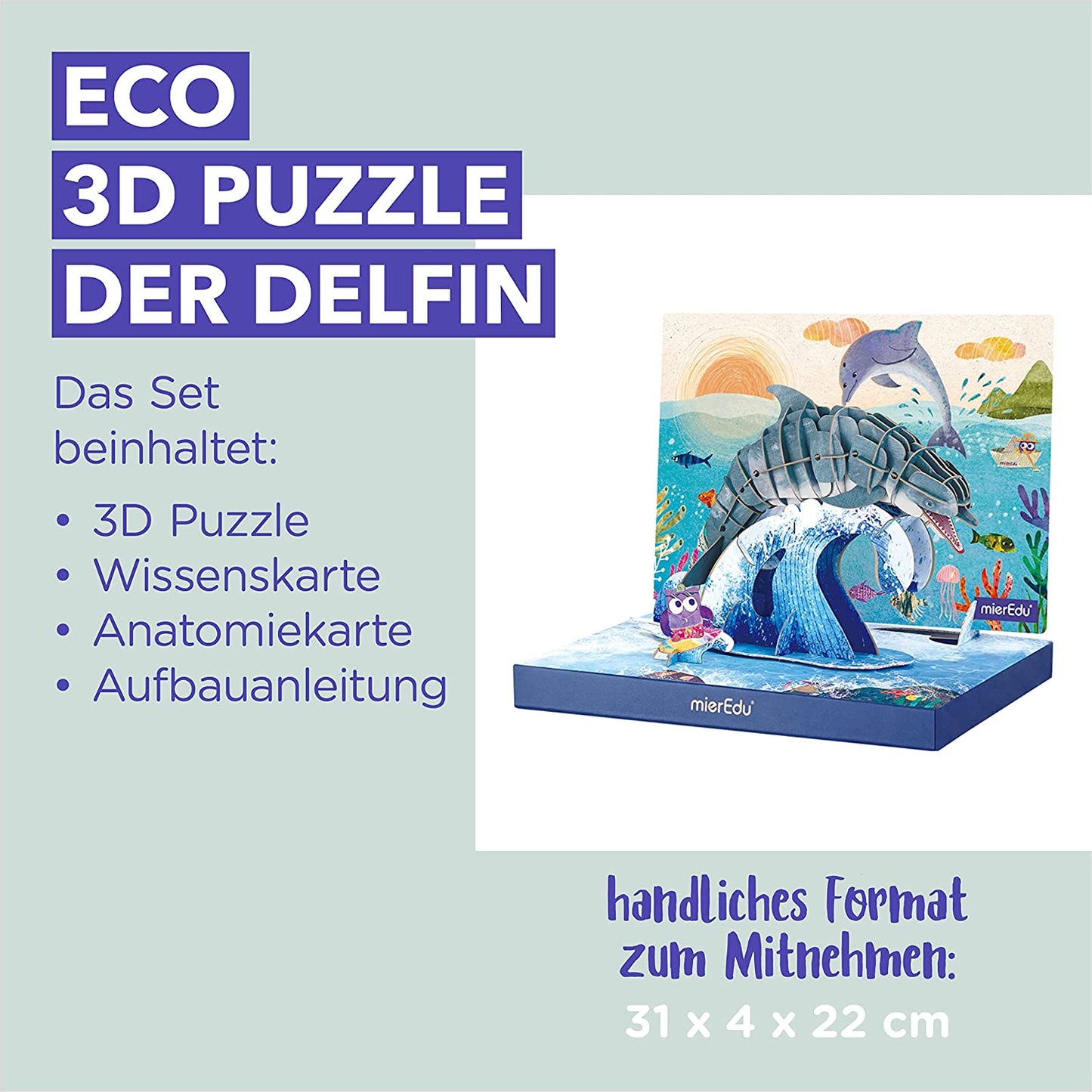 Bewegliches Eco 3D Puzzle – Delfin