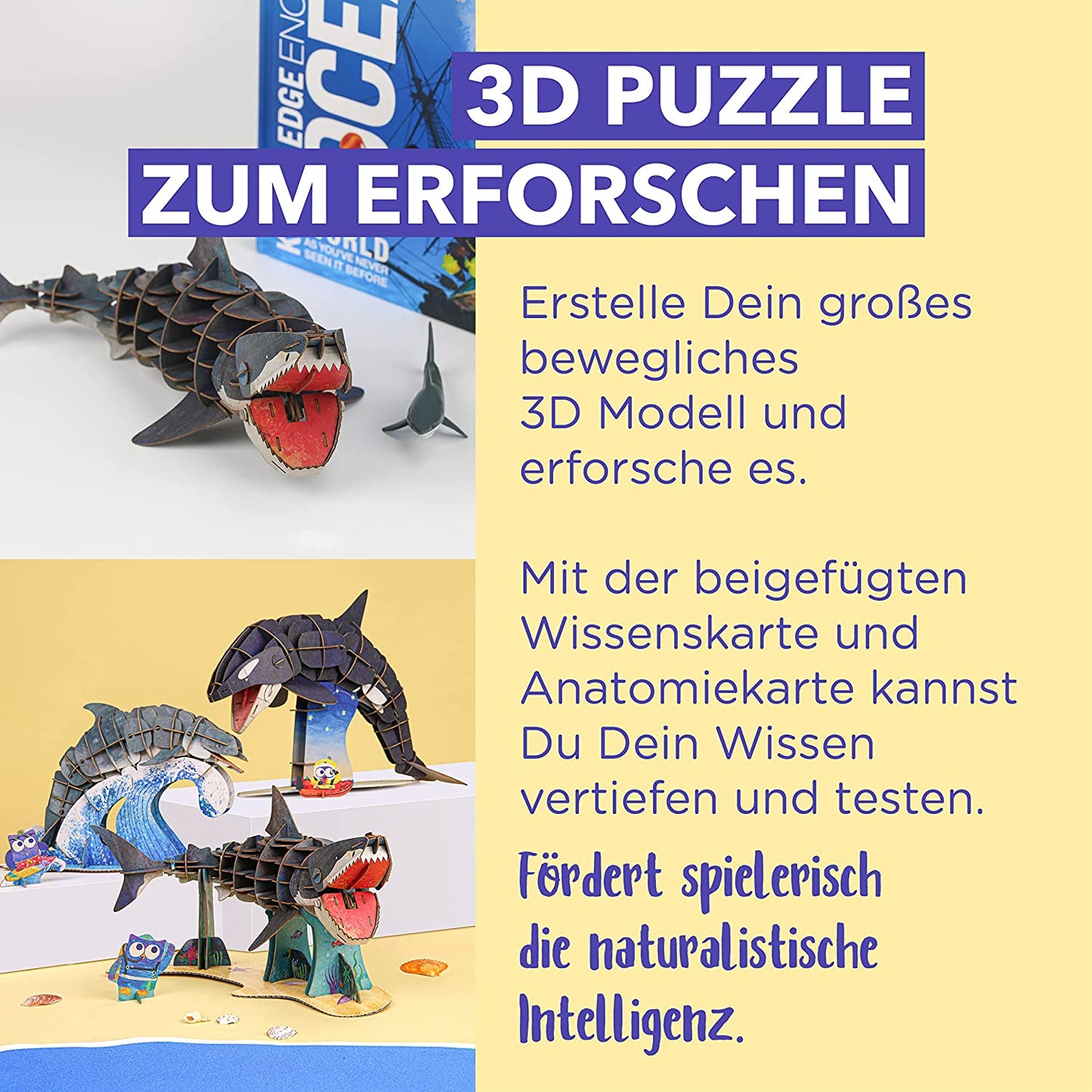Bewegliches Eco 3D Puzzle – Weißer Hai