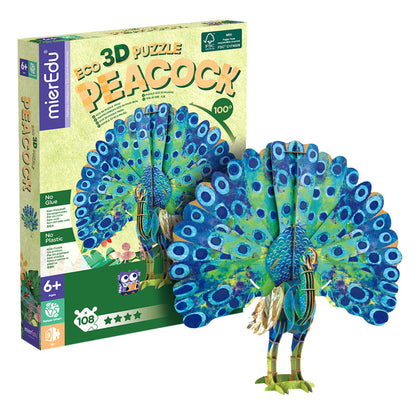 Bewegliches Eco 3D Puzzle – Pfau